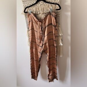 Cali Dreaming Tie Dye Silky Tie Waist Straight Leg Pants Size Medium Beach Swim